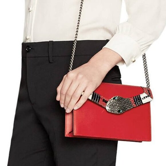 🐍GUCCI🐍Lilith Snakeskin Flap Shoulder Bag - Picture 1 of 15